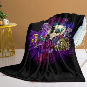 Mushroom Printed Flannel Throw Blanket Colorful Ultra-Soft Fuzzy Lightweight Flannel Skull Throw Blankets for Couch Bed Sofa All Season Warm Cozy