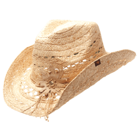 Mallorie Straw Western Drifter Cowboy Hat (Color: Natural)