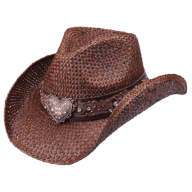 Flint Straw Western Drifter Cowboy Hat (Color: Dark Brown)