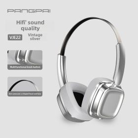 New explosive models Merad retro headset Bluetooth headphones compact wireless Bluetooth 5.4 bass music (Color: Silver)